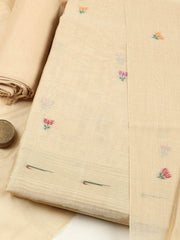 Embroidered Chanderi Unstitched Suit With Pant & Dupatta