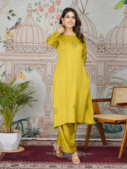 Printed Cotton Blend Kurta With Pants