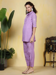 Printed Cotton Blend Kurta With Pants