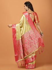 Plain Zari Border Banarasi Woven Saree