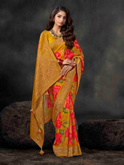 Floral Printed Dola Silk Saree