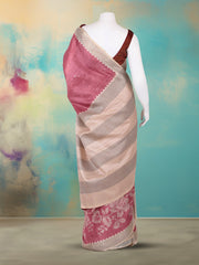 Printed Tussar Pink Saree