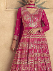 Embroidered Georgette Suit With Pant & Dupatta