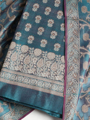 Woven Banarasi Chanderi Unstitched Suit With Dupatta