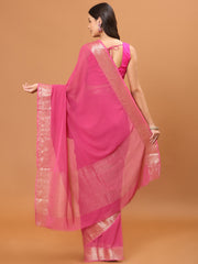 Plain Zari Border Woven Saree