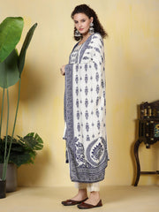 Printed Muslin Kurta With Pants & Dupatta