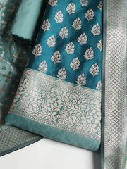Woven Banarasi Chanderi Unstitched Suit With Dupatta