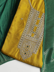 Embroidered Chanderi Unstitched Suit With Dupatta