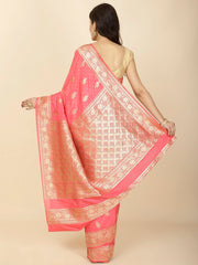 Zari Border Booti Woven Crepe Saree