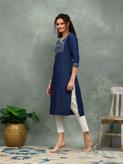 Printed Denim Kurta