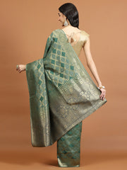 Zari Border Booti Art Silk Woven Saree