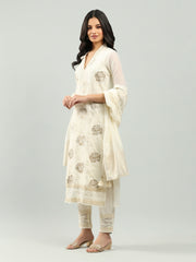 Resham Embroidered Chanderi Suit Set With Dupatta