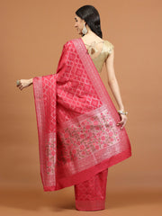 Zari Border Booti Art Silk Woven Saree