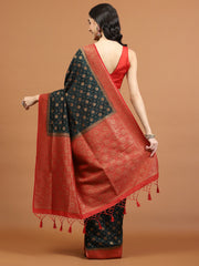 Zari Border Booti Art Silk Woven Saree