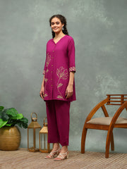 Printed Cotton Blend Kurta With Pants