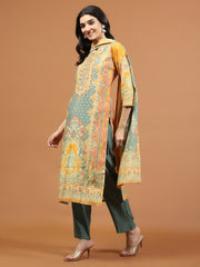 Printed Muslin Kurta With Pants & Dupatta