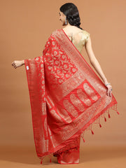 Zari Border Booti Art Silk Woven Saree