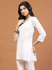 Chikankari Embroidered Cotton Blend Short Kurti