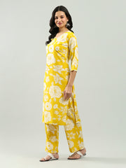 Printed Cotton Blend Kurta With Pants