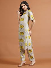 Printed Cotton Blend Kurta With Pants