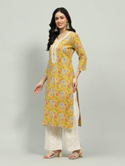 Plain Cotton Blend Kurta With Pants