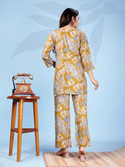 Printed Cotton Blend Kurta With Pants