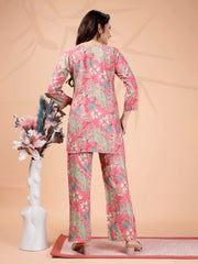 Printed Cotton Blend Kurta With Pants