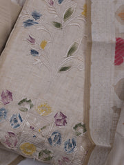 Embroidered Chanderi Unstitched Suit With Dupatta