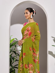 Floral Printed Georgette Saree