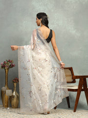 Foil Floral Printed Organza Saree