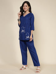 Printed Cotton Blend Kurta With Pants