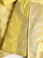 Embroidered Chanderi Unstitched Suit With Dupatta