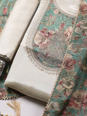 Embroidered Tissue Ustitched Suit With Pant & Dupatta