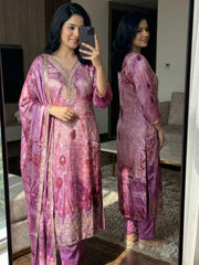 Printed Art Silk Kurta With Pant & Dupatta
