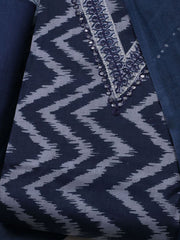 Neck Embroidered Cotton Blend Unstitched Suit With Dupatta