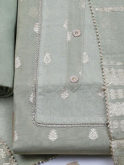 Zari Embroidered Chanderi Unstitched Suit With Dupatta