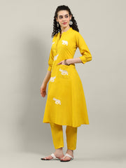 Printed Cotton Blend Kurta With Pants