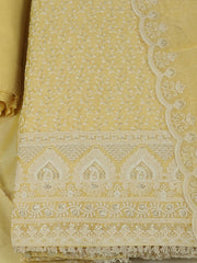 Embroidered Chanderi Unstitched Suit With Pant & Dupatta