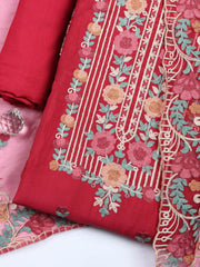 Embroidered Cotton Blend Unstitched Suit With Pant & Dupatta