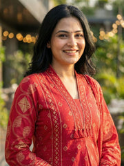 Printed Cotton Blend Kurta With Pant & Dupatta