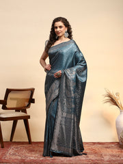 Embroidered Satin Saree