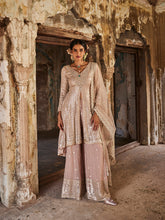 Sequin Embroidery Georgette Kurta With Sharara & Dupatta