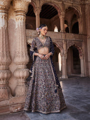 Resham Zari Embroidery Georgette Choli With Lehenga & Dupatta