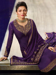 Zari Embroidery Georgette Semi Stitched Suit