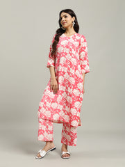Printed Cotton Blend Kurta With Pants