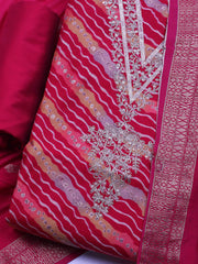 Neck Embroidered Cotton Blend Unstitched Suit With Dupatta