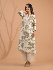 Printed Cotton Blend Kurta With Pants