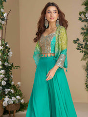 Printed Chinon Kurta With Pants & Dupatta