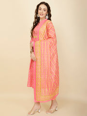 Floral Print Cotton Suit Set With Dupatta