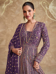 Embroidered Georgette Suit With Pant & Dupatta